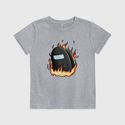 Футболка хлопковая детская Among Us fire, цвет: меланж
