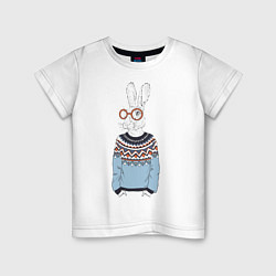 Детская футболка Кролик в свитере и очках