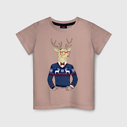 Футболка хлопковая детская Hipster Deer, цвет: пыльно-розовый