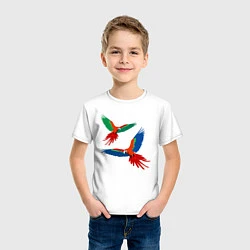 Футболка хлопковая детская Попугаи ара, цвет: белый — фото 2