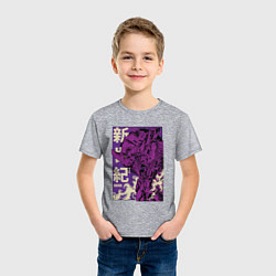 Футболка хлопковая детская Evangelion Eva-01, цвет: меланж — фото 2