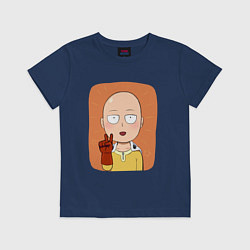 Футболка хлопковая детская Сайтама One Punch Man, цвет: тёмно-синий