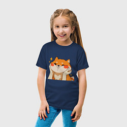 Футболка хлопковая детская Сиба Ину Милые Щечки, цвет: тёмно-синий — фото 2