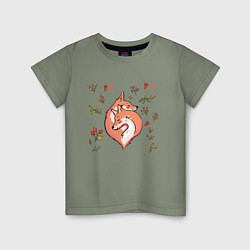 Детская футболка Влюблённые лисички акварелью