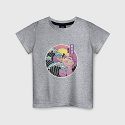 Детская футболка Vaporwave Sunset Кот Самурай