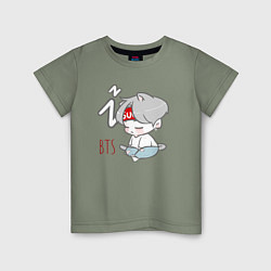 Футболка хлопковая детская BTS sleep, цвет: авокадо