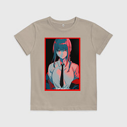 Футболка хлопковая детская Макима человек бензопила Red, цвет: миндальный