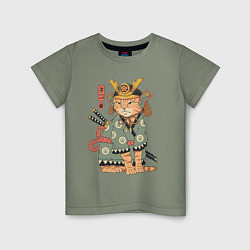 Детская футболка Кот Самурай