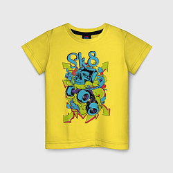 Футболка хлопковая детская Граффити Череп, цвет: желтый