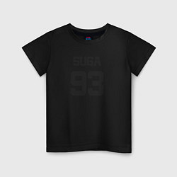 Футболка хлопковая детская BTS - Suga 93, цвет: черный