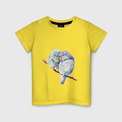 Футболка хлопковая детская Акварельные попугаи, цвет: желтый