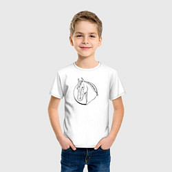 Футболка хлопковая детская Лошадь - линейный рисунок, цвет: белый — фото 2