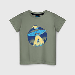 Детская футболка Похищение пришельцами в лесу
