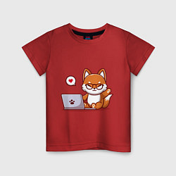 Детская футболка Cute fox and laptop