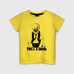 Футболка хлопковая детская Токийский гуль Канеки Кен, цвет: желтый
