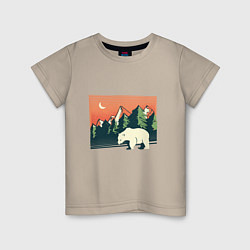 Детская футболка Белый медведь пейзаж с горами