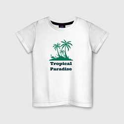 Футболка хлопковая детская Тропический рай, цвет: белый