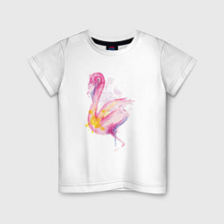Детская футболка Фламинго рисунок акварелью