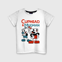 Футболка хлопковая детская Cuphead & Mugman, цвет: белый