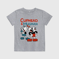 Футболка хлопковая детская Cuphead & Mugman, цвет: меланж