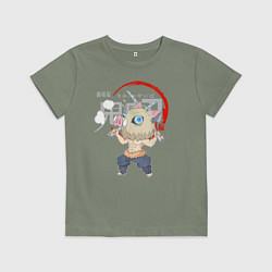 Футболка хлопковая детская Иноске Хашибира Kimetsu no Yaiba, цвет: авокадо