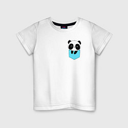 Футболка хлопковая детская Панда милашка в кармашке, цвет: белый