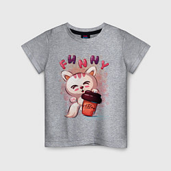 Детская футболка Котёнок милашка с кофе