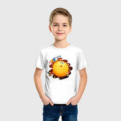 Футболка хлопковая детская Ракета и луна, цвет: белый — фото 2