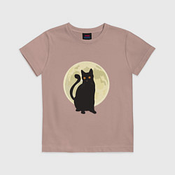 Футболка хлопковая детская Moon Cat, цвет: пыльно-розовый