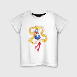 Футболка хлопковая детская Sailor Moon Kawaii, цвет: белый