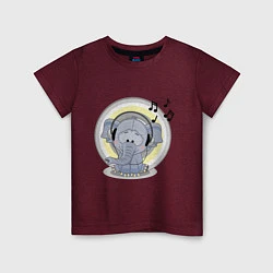 Детская футболка Слоненок в наушниках