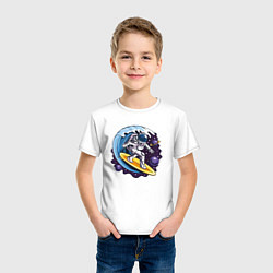 Футболка хлопковая детская Космонавт Серфингист, цвет: белый — фото 2
