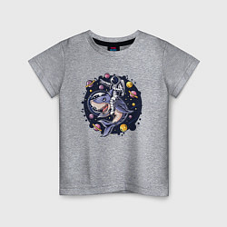 Детская футболка Космонавт на акуле