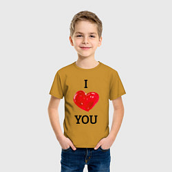 Футболка хлопковая детская I LOVE YOU HEART Z, цвет: горчичный — фото 2