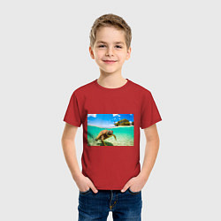 Футболка хлопковая детская Морская черепашка, цвет: красный — фото 2