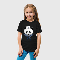 Футболка хлопковая детская Captain Panda, цвет: черный — фото 2