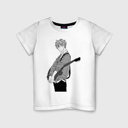 Детская футболка Сато Мафую с гитарой чб