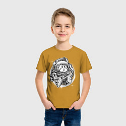 Футболка хлопковая детская Хомяк космонавт, цвет: горчичный — фото 2