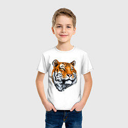 Футболка хлопковая детская Тигр, цвет: белый — фото 2