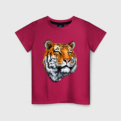 Футболка хлопковая детская Тигр, цвет: маджента