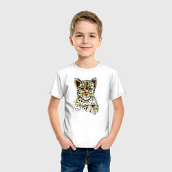 Футболка хлопковая детская Леопардёнок, цвет: белый — фото 2