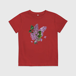 Футболка хлопковая детская СИРЕНЬ АКВАРЕЛЬЮ, цвет: красный