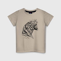 Детская футболка Чёрно белый рисунок тигра