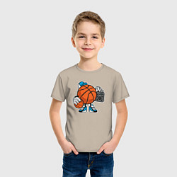 Футболка хлопковая детская Basket Music, цвет: миндальный — фото 2