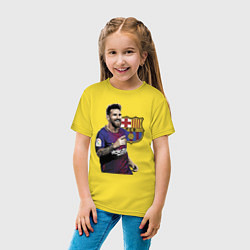 Футболка хлопковая детская Lionel Messi Barcelona Argentina, цвет: желтый — фото 2