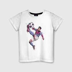 Футболка хлопковая детская Messi Barcelona Argentina, цвет: белый