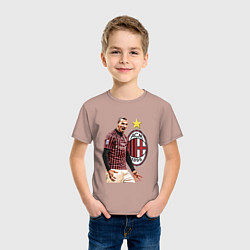 Футболка хлопковая детская Zlatan Ibrahimovic Milan Italy, цвет: пыльно-розовый — фото 2