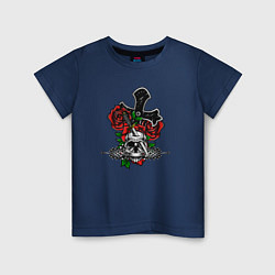 Детская футболка Череп, кинжал и крест