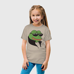 Футболка хлопковая детская Лягушонок Пепе, цвет: миндальный — фото 2