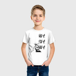 Футболка хлопковая детская ХЕЙ! ХЕЙ! ХЕЙ! Юу Нишиноя Haikyu!!, цвет: белый — фото 2